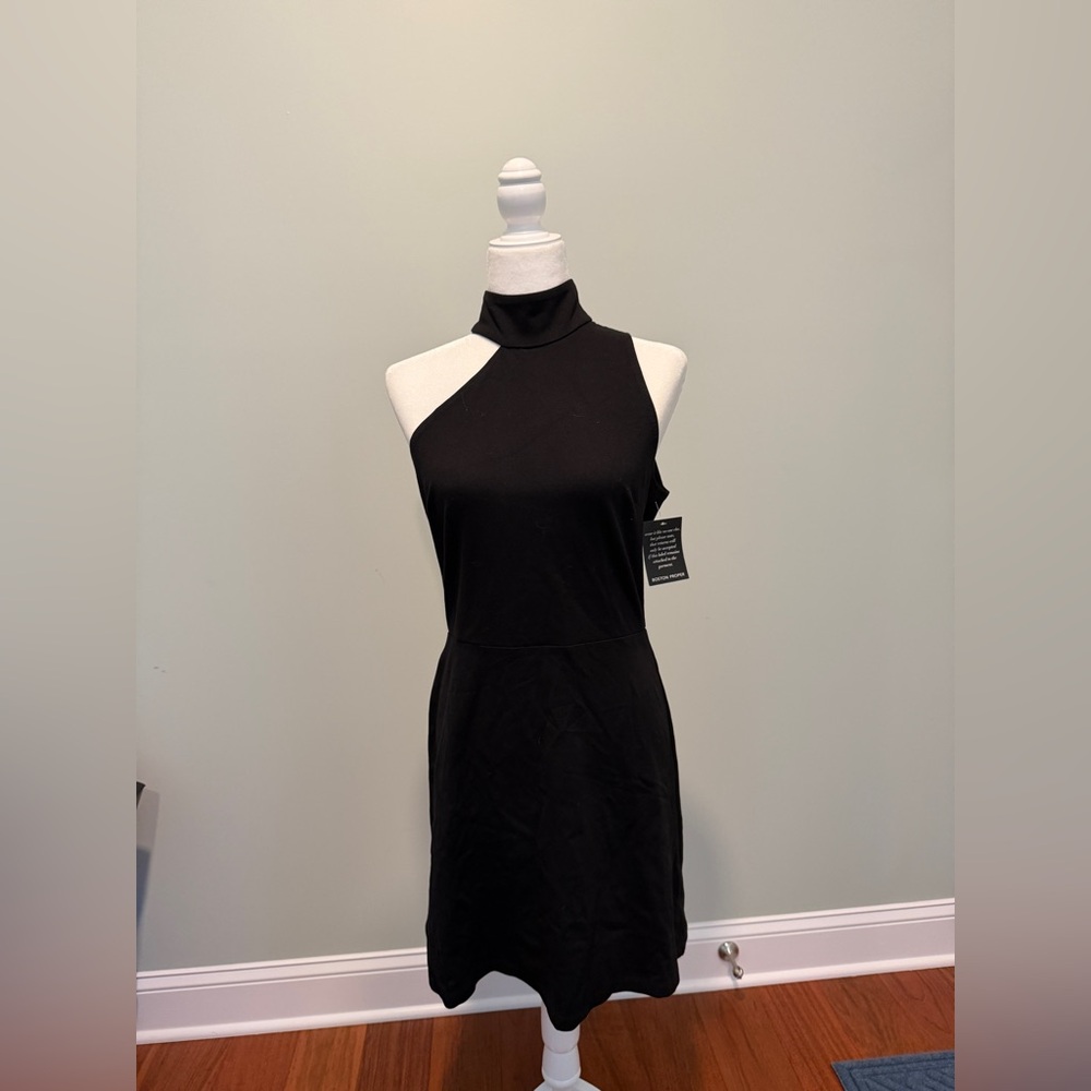 Boston Proper Elegant Black Halter Dress